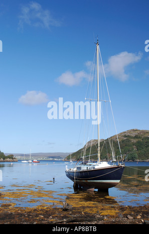 Bootsliegeplätze am Loch Gairloch bei Badachro, Wester Ross. Schottischen Highlands.  XPL 3495-341 Stockfoto