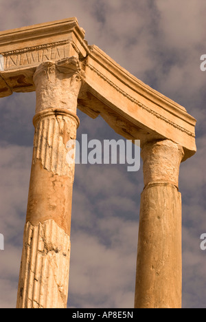 Abschnitt von der Theater-Leptis Magna-Libyen Stockfoto