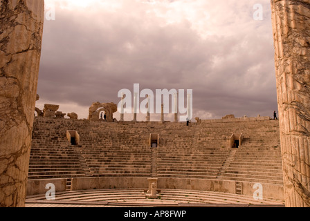 Abschnitt von der Theater-Leptis Magna-Libyen Stockfoto