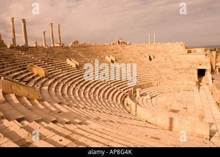 Abschnitt von der Theater-Leptis Magna-Libyen Stockfoto