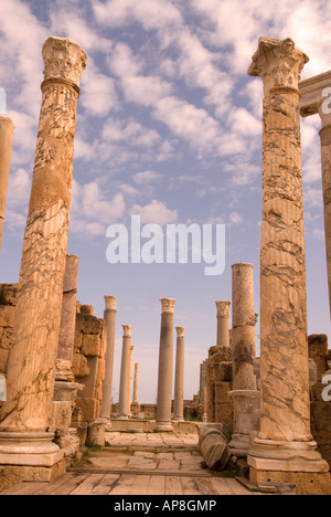 Abschnitt von der Theater-Leptis Magna-Libyen Stockfoto