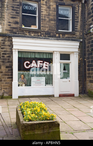 Sid es Cafe wie in der Fernsehserie Last Summer Wine, Holmfirth, West Yorkshire enthalten Stockfoto