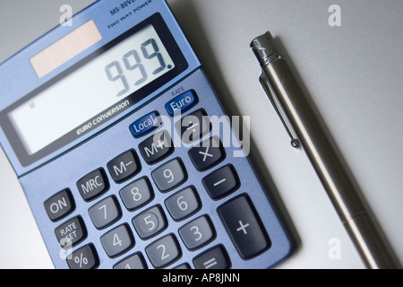 Mathematische Rechner mit Stift Stockfoto