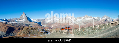 Bahn auf den Gornergrat oberhalb Zermatt, Schweiz Stockfoto