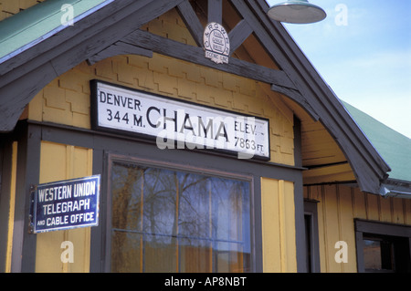 Die Cumbres Toltec Scenic Railroad train Depot National Historic Site Chama New Mexico Stockfoto