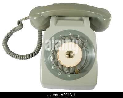 alte Telefon isoliert auf weißem Hintergrund Stockfoto