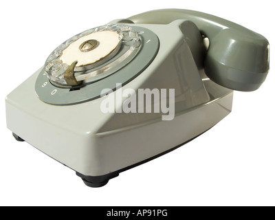 alte Telefon isoliert auf weißem Hintergrund Stockfoto