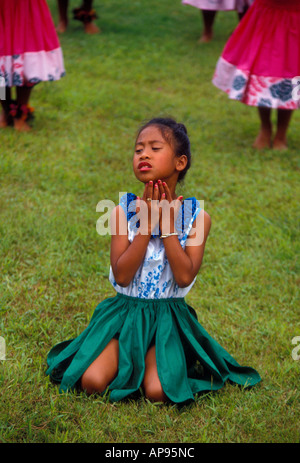 Hawaiianer, Hawaii, Hawaiian Mädchen, Mädchen, Kinder, Hula Tanz, Hula Tänzer, Aloha Woche, Plantation Village, Waipahu, Insel Oahu, Hawaii Stockfoto