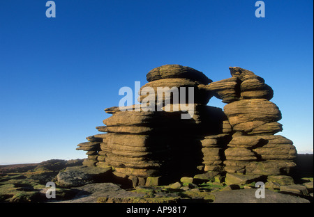 Radsteinfelsen auf Derwent Edge Derwent Moor Peak District Nationalpark Derbyshire UK GB England Europa Stockfoto