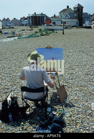 Künstler-Malerei in Aldeburgh in Suffolk Uk Stockfoto