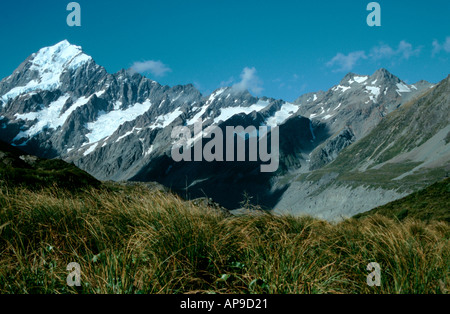 Mt. Cook und Hooker Valley höchster Berg Südalpen Südinsel Neuseeland Stockfoto