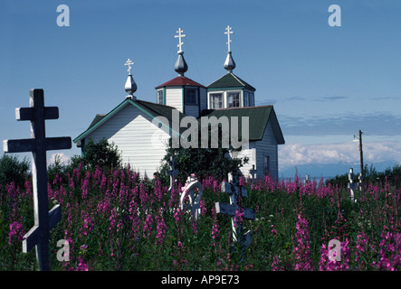 Der Heilige Verklärung unseres Herrn russisch orthodoxen Kirche in Ninilchik Kenai-Halbinsel Alaska Stockfoto