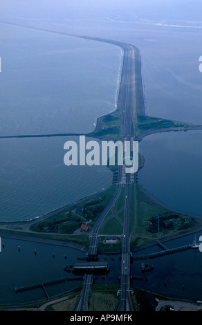 Wadden Meer Luftaufnahme des Abschlussdeichs Deich Stockfoto