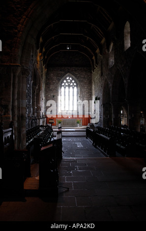 Innenraum der Abtei auf der Isle of Iona, Schottland. Stockfoto