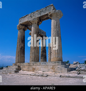 Tempel des Apollo antiken Korinth Peloponnes Griechenland Festland hellas Stockfoto