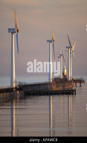 Windkraftanlagen auf Blyth Harbour Northumberland England Stockfoto