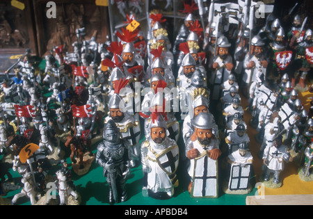 kleinen deutschen Ordensritter Spielzeug und Souvenir Figuren auf Schloss Marienburg Malbork Warmia Polen Stockfoto