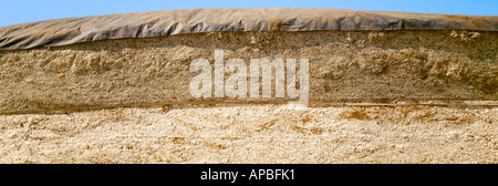 Landwirtschaft - Seitenansicht des geernteten Baumwolle in einem überdachten Baumwolle-Modul / alte River, Kalifornien, USA. Stockfoto