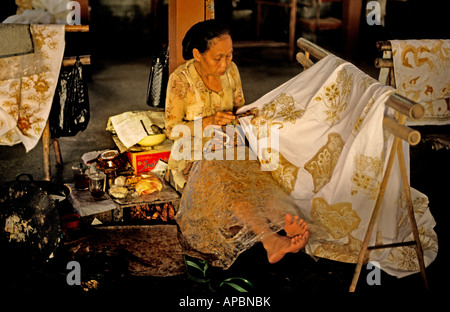 Indonesien Java Batik Frau Yogyakarta Stockfoto