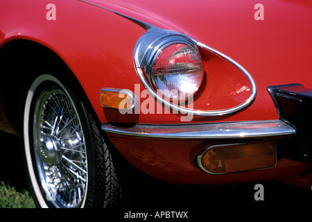 Jaguar E Type V12 klassische britische Oldtimer Stockfoto