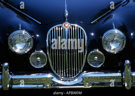 Schwarzer Jaguar klassische britische Oldtimer Stockfoto