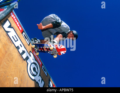 SKATEBOARD ACTION BEI DEN RIP CURL BOARD MASTERS Stockfoto