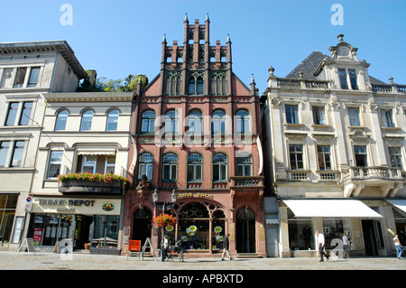 Historische Häuser auf dem Marktplatz Minden, Teutoburger Wald, Nordrhein-Westfalen, Deutschland Stockfoto