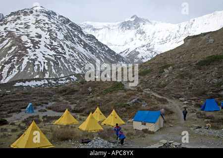 Tilicho-Basecamp. Auf dem Weg zum Tilicho-See. Annapurna Circuit Trek. Nepal Stockfoto