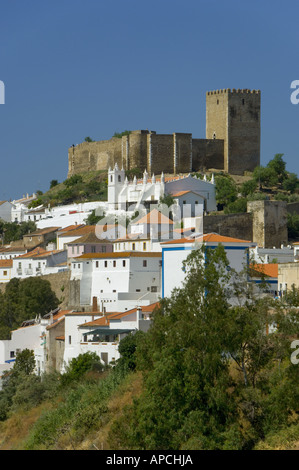 Portugal, Alentejo, Mértola, Stadt und den Fluss Guadiana Stockfoto