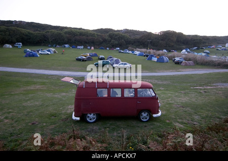 Carreglwyd Campingplatz am Port Eynon Bay auf der Gower-Halbinsel in der Nähe von Swansea Stockfoto