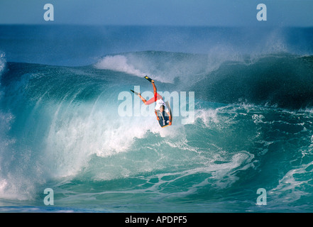 Bodyboarden Action und Gefahr, North Shore, Hawaii, Stockfoto
