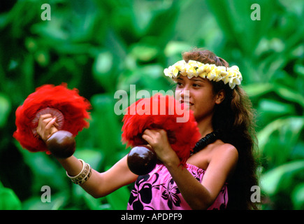 Hula-Tänzerin, Nahaufnahme, Oahu, Hawaii, Stockfoto