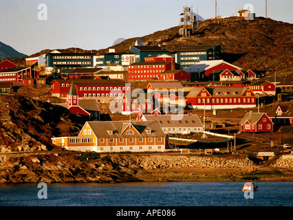 Grönlands Hauptstadt Nuuk Stadt, Süd-west-Grönland, Godthabsfjord Stockfoto