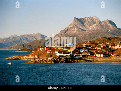 Grönlands Hauptstadt Nuuk Stadt, Süd-west-Grönland, Godthabsfjord Stockfoto