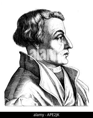 Bucer, Martin, 11.11.1491 - 27.2.1551, deutscher Reformator und Humanist, Porträt, Stahlstich, Jahrhundert, Artist's Urheberrecht nicht geklärt zu werden. Stockfoto