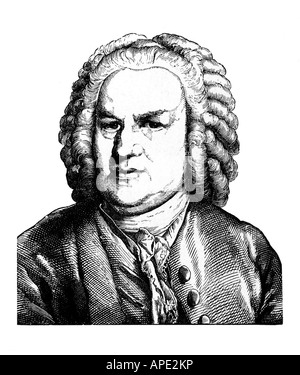 Bach, Johann Sebastian, 21.3. 1685 - 28.7.1750, Deutscher Komponist, Porträt, Stahlstich, Jahrhundert, Artist's Urheberrecht nicht gelöscht werden Stockfoto