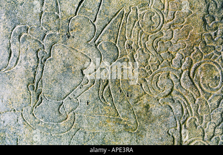 Nahaufnahme des Schnitzens, Angkor Wat Stockfoto