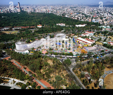 Antenne über La Feria, Mexico City im Chapultepec-Park einen Vergnügungspark und des technischen Museums Stockfoto