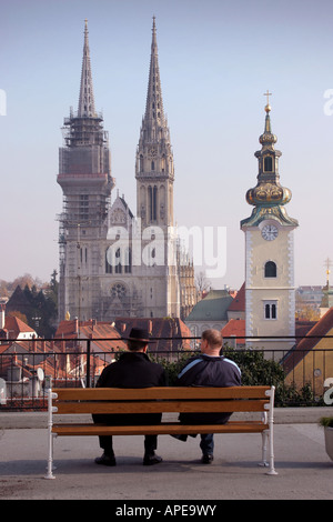 Blick auf den Dom von Gradec Belvedere Zagreb Kroatien Stockfoto