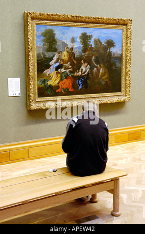 Schüler Skizzieren einer Ausstellung der alten Meister in einer Galerie am National Museum Cardiff South Wales UK Stockfoto