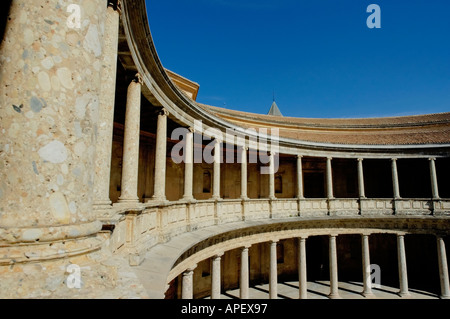 Spanien-Andalusien-Granada-Alhambra-Palast Hof am Palacio De Carlos V Karls des fünften Stockfoto