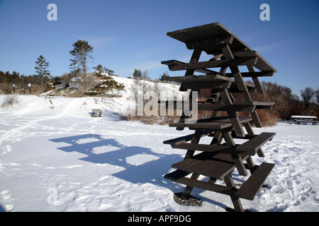 Zwei Lichter State Park in den Wintermonaten befindet sich in Cape Elizabeth Maine USA Stockfoto