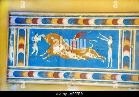 Kreta Griechenland Stier springen Fresko Knossos Stockfoto