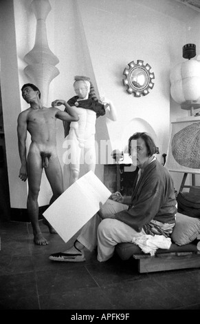 Salvador Dali in Port Lligat 1960 skizzieren Stockfoto