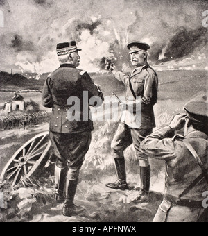 Lord Kitchener und General Joffre an der Westfront 1915 Stockfoto