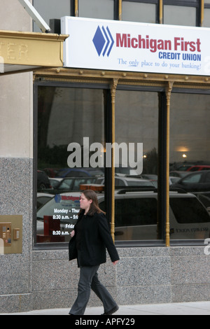 Michigan, MI, mich, Detroit, Woodward Avenue, Michigan First Credit Union, MI051020127 Stockfoto