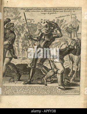 Les Aventures de Don Quichotte et Sancho Pansa Illustration Stockfoto