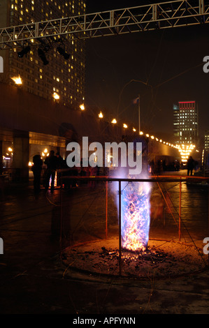 Nacht des Feuers vom Cie Carabosse Wintercity Festival Stockfoto