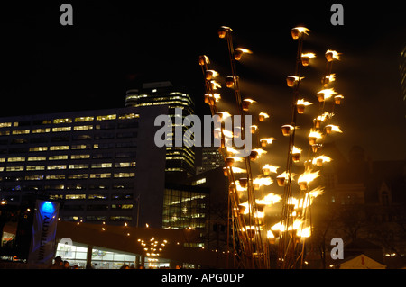 Nacht des Feuers vom Cie Carabosse Wintercity Festival Stockfoto