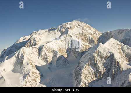 Alaska Denali Nationalpark Denali auch bekannt als Mt Mckinley Blick von Süden über den Kahiltna Gletscher Stockfoto